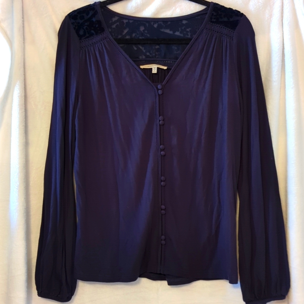 Long Sleeve Navy Blue Tunic Top